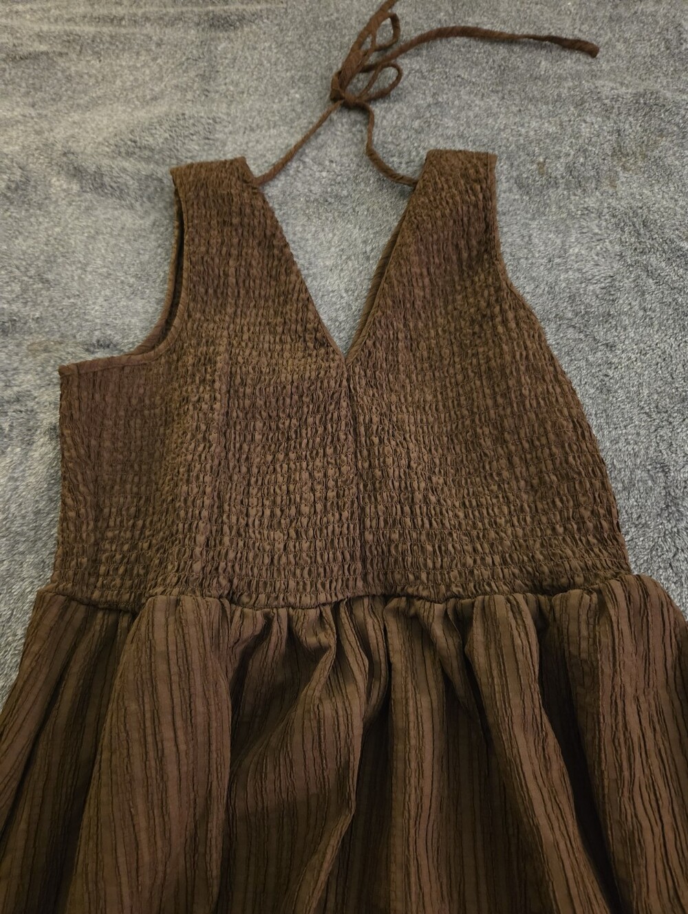 ASOS Design Crinkled Tiered Midi Sundress Size L - Picture 4 of 9